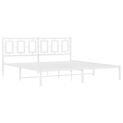 Metal Bed Frame without Mattress with Headboard White 183x203 cm King