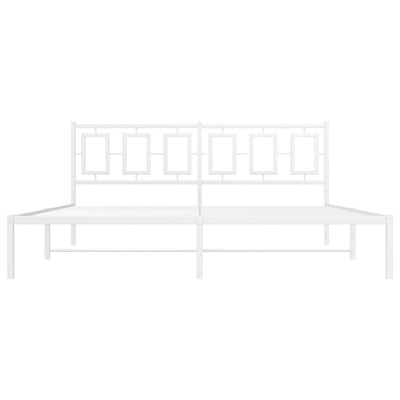 Metal Bed Frame without Mattress with Headboard White 183x203 cm King