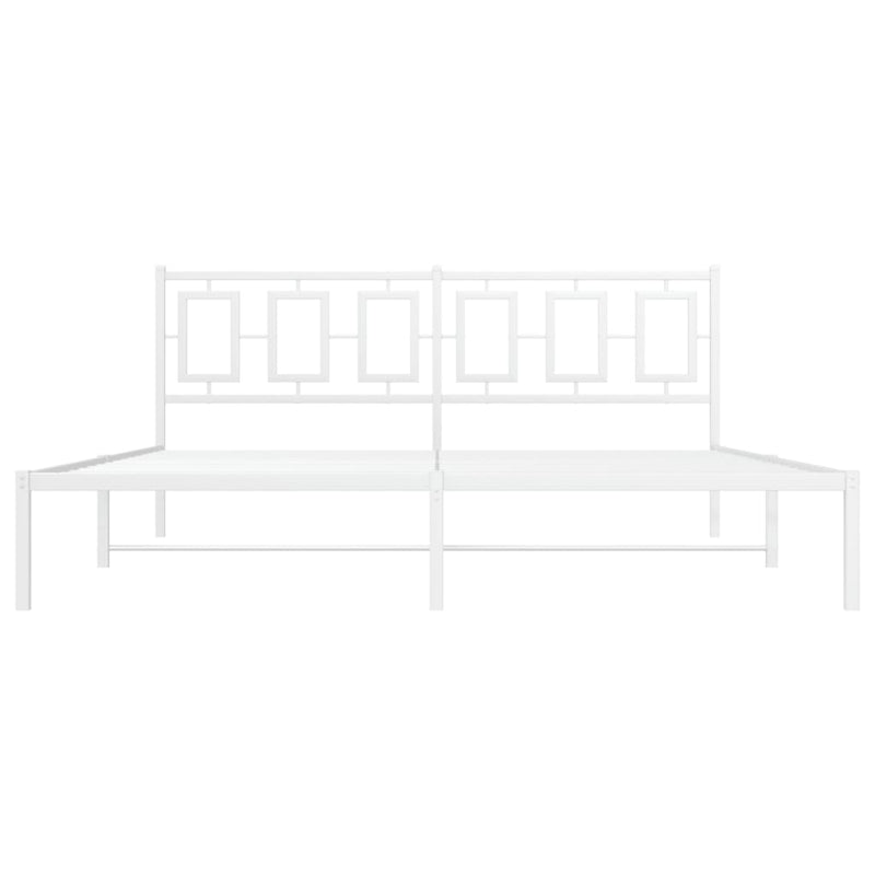 Metal Bed Frame without Mattress with Headboard White 183x203 cm King