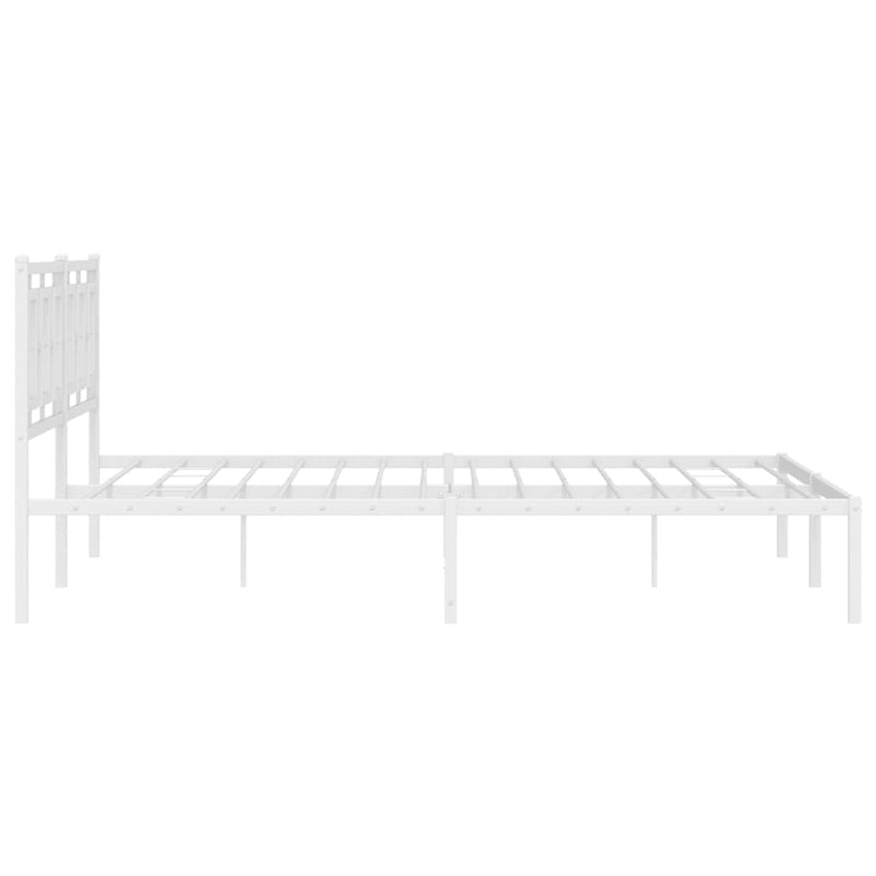 Metal Bed Frame without Mattress with Headboard White 183x203 cm King