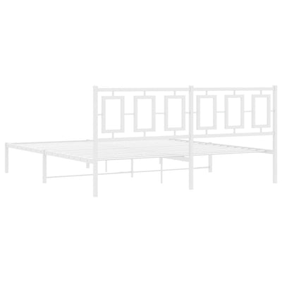 Metal Bed Frame without Mattress with Headboard White 183x203 cm King