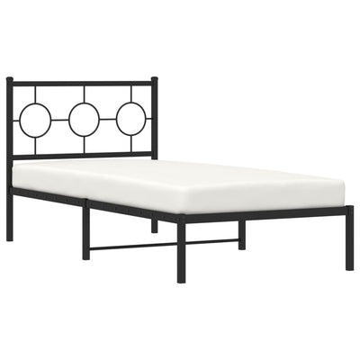 Metal Bed Frame without Mattress with Headboard Black 90x190 cm