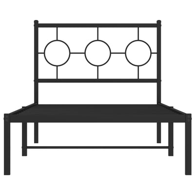 Metal Bed Frame without Mattress with Headboard Black 90x190 cm