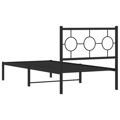 Metal Bed Frame without Mattress with Headboard Black 90x190 cm