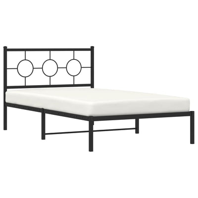 Metal Bed Frame without Mattress with Headboard Black 107x203 cm King Single