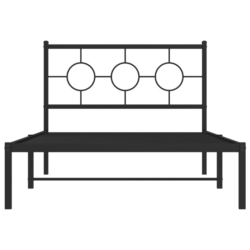 Metal Bed Frame without Mattress with Headboard Black 107x203 cm King Single