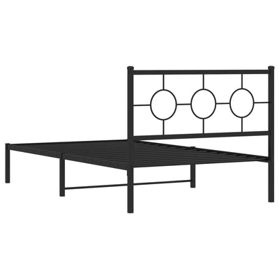 Metal Bed Frame without Mattress with Headboard Black 107x203 cm King Single