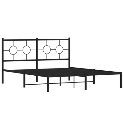 Metal Bed Frame without Mattress with Headboard Black 150x200 cm