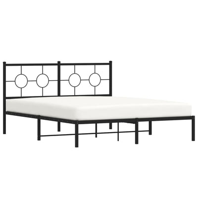 Metal Bed Frame without Mattress with Headboard Black 150x200 cm