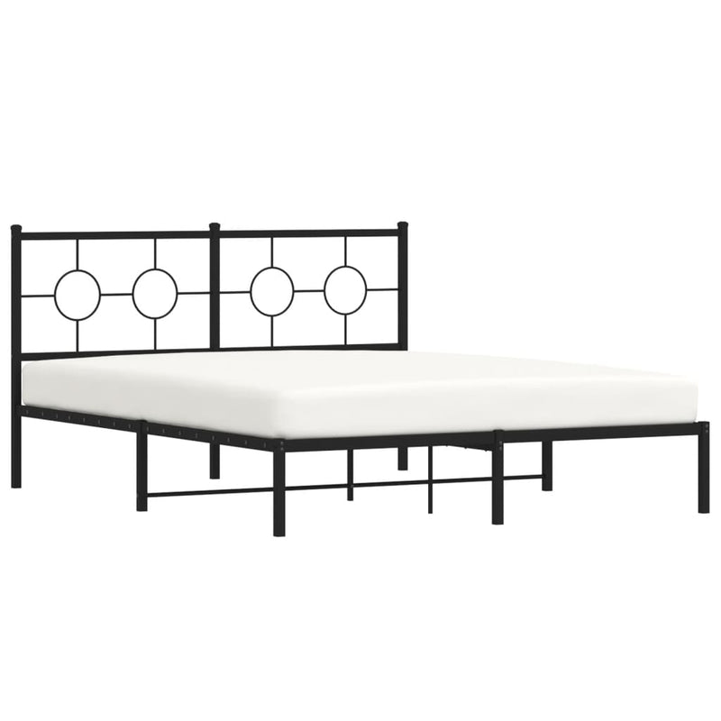 Metal Bed Frame without Mattress with Headboard Black 150x200 cm