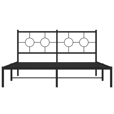 Metal Bed Frame without Mattress with Headboard Black 150x200 cm