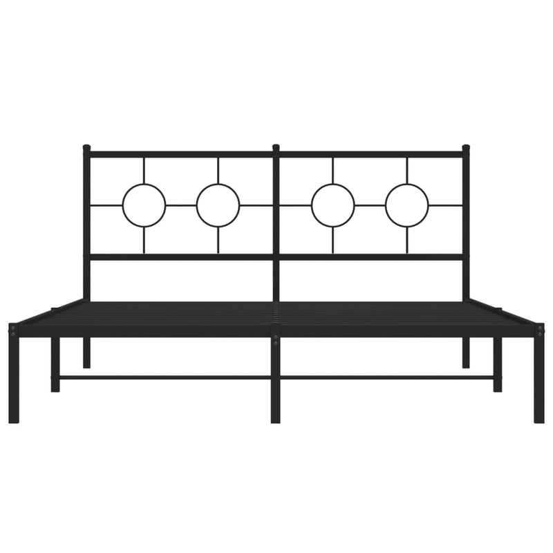 Metal Bed Frame without Mattress with Headboard Black 150x200 cm