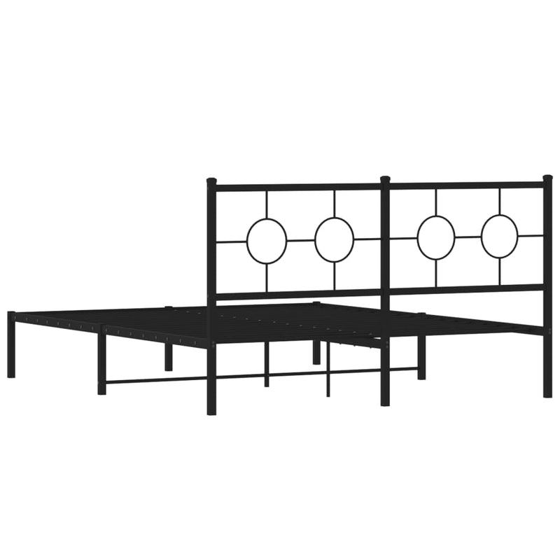 Metal Bed Frame without Mattress with Headboard Black 150x200 cm