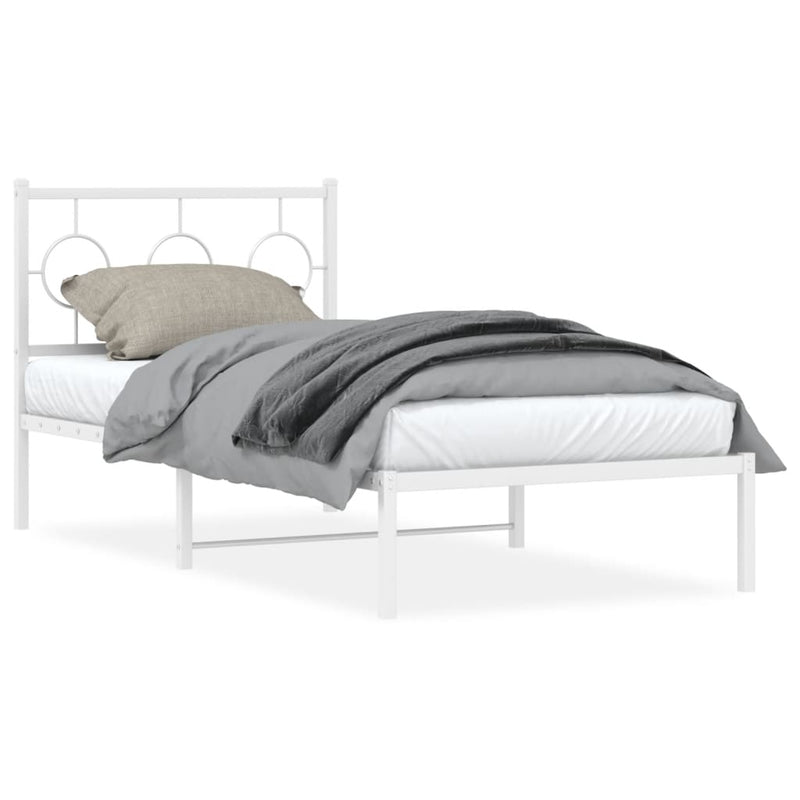 Metal Bed Frame without Mattress with Headboard White 90x190 cm