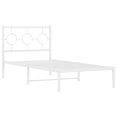 Metal Bed Frame without Mattress with Headboard White 90x190 cm