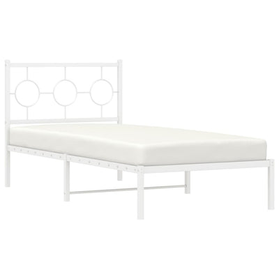 Metal Bed Frame without Mattress with Headboard White 90x190 cm