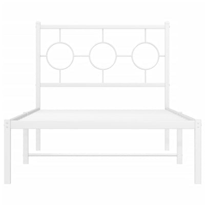 Metal Bed Frame without Mattress with Headboard White 90x190 cm