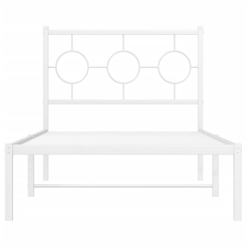 Metal Bed Frame without Mattress with Headboard White 90x190 cm