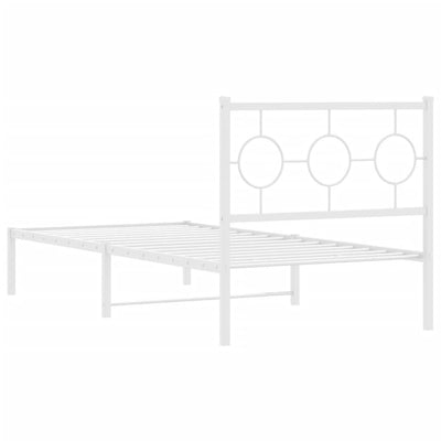 Metal Bed Frame without Mattress with Headboard White 90x190 cm