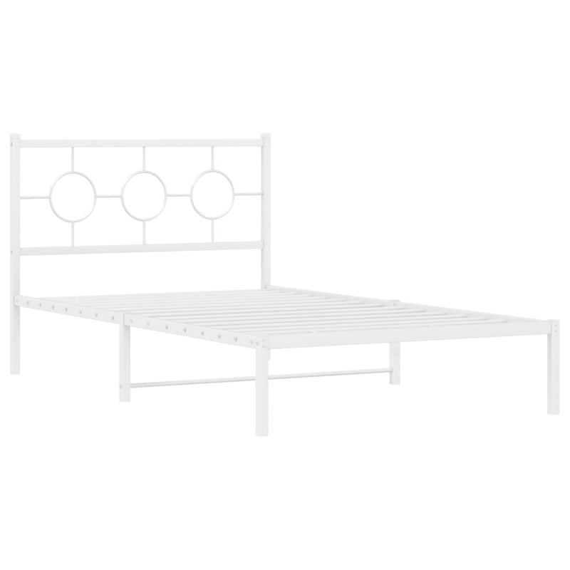 Metal Bed Frame without Mattress with Headboard White 107x203 cm King Single