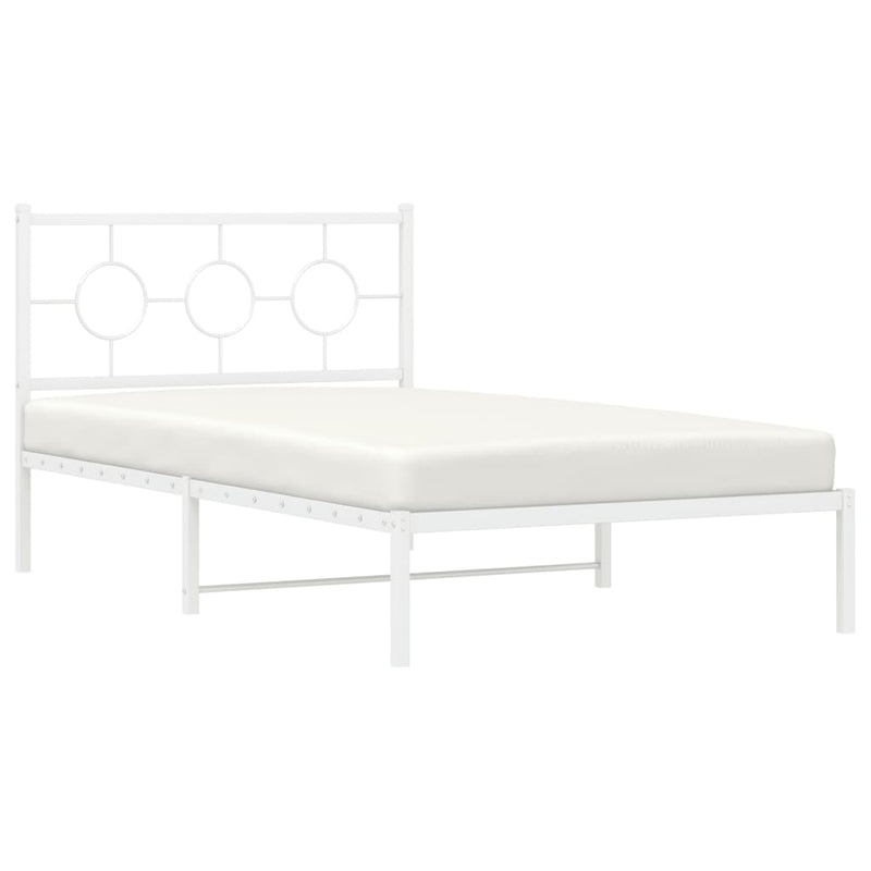 Metal Bed Frame without Mattress with Headboard White 107x203 cm King Single