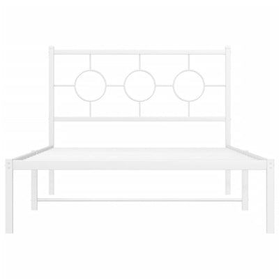 Metal Bed Frame without Mattress with Headboard White 107x203 cm King Single