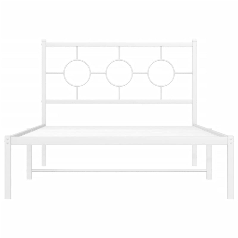 Metal Bed Frame without Mattress with Headboard White 107x203 cm King Single