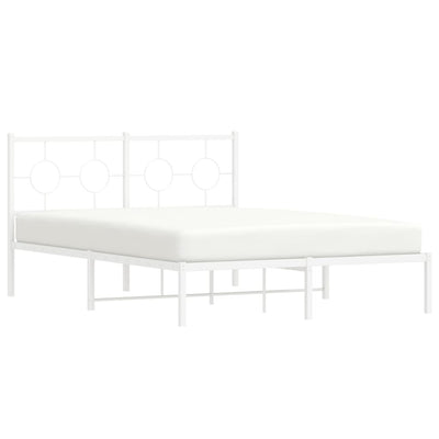 Metal Bed Frame without Mattress with Headboard White 135x190 cm