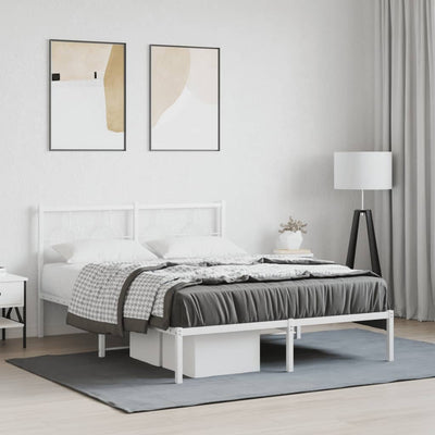 Metal Bed Frame without Mattress with Headboard White 135x190 cm