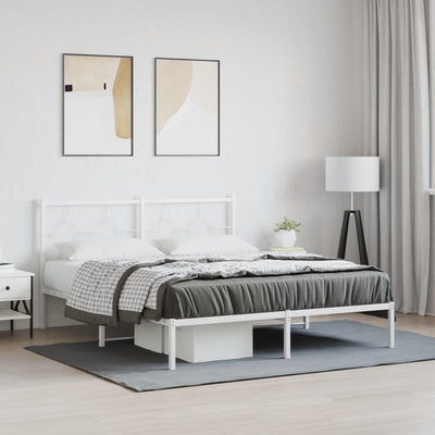 Metal Bed Frame without Mattress with Headboard White 150x200 cm