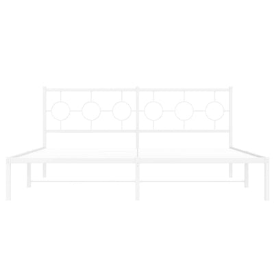 Metal Bed Frame without Mattress with Headboard White 183x203 cm King