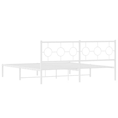 Metal Bed Frame without Mattress with Headboard White 183x203 cm King