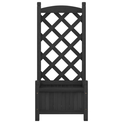 Planter with Trellis Black Solid Wood Fir