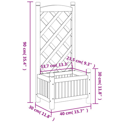 Planter with Trellis Black Solid Wood Fir