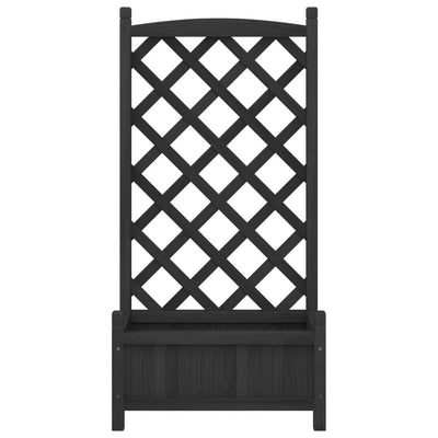 Planter with Trellis Black Solid Wood Fir