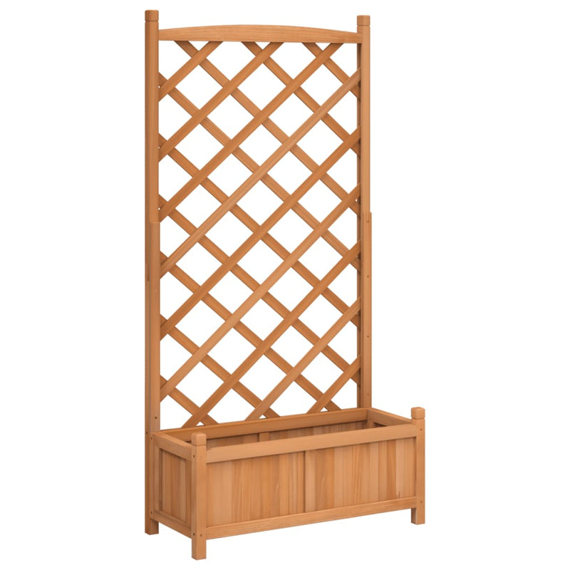 Planter with Trellis Brown Solid Wood Fir