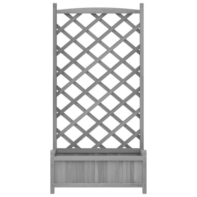 Planter with Trellis Grey Solid Wood Fir