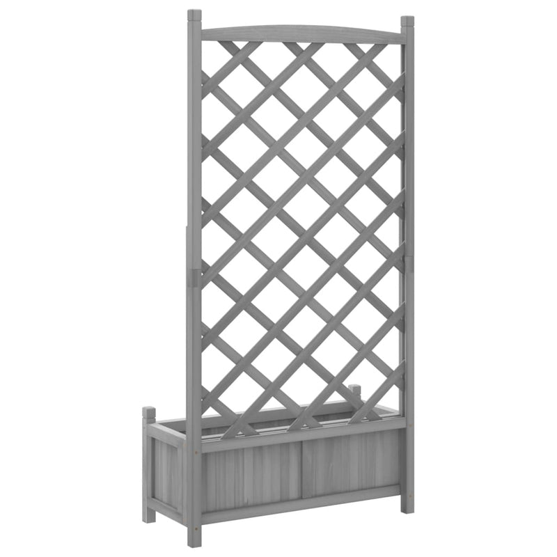 Planter with Trellis Grey Solid Wood Fir