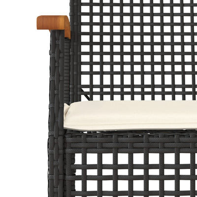 Garden Chairs with Cushions 4 pcs Black Poly Rattan Acacia Wood