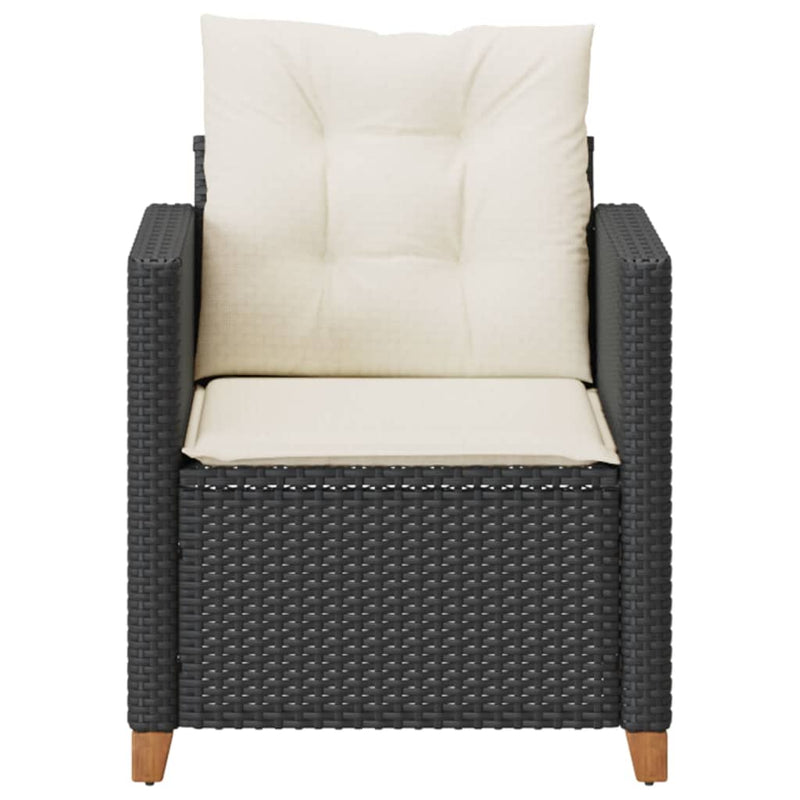 Garden Chair with Cushions Black Poly Rattan