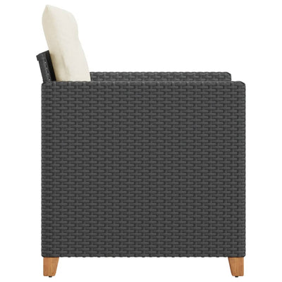 Garden Chair with Cushions Black Poly Rattan