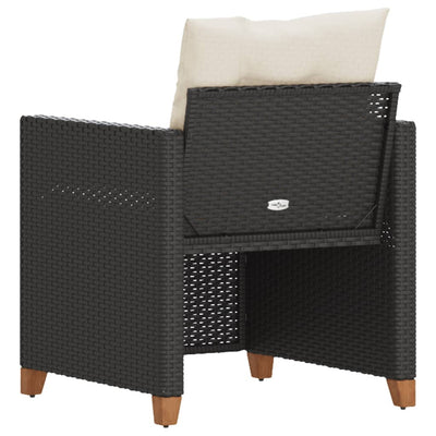 Garden Chair with Cushions Black Poly Rattan