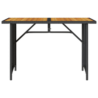 Garden Table with Wooden Top Black 110x68x70 cm Poly Rattan