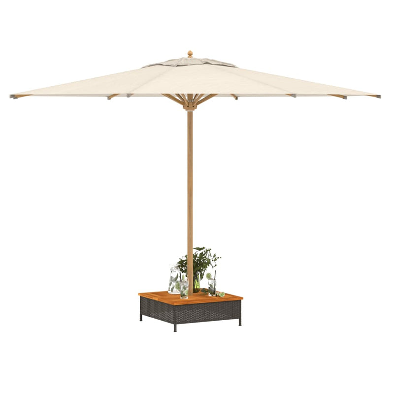 Parasol Base Cover Black 70x70x25 cm Poly Rattan and Acacia