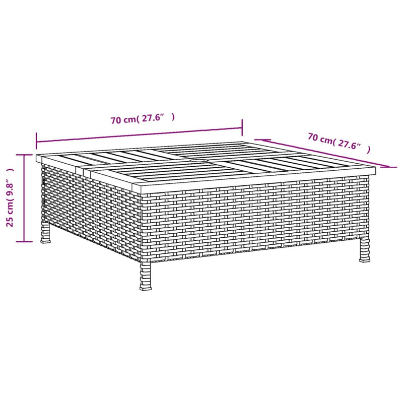 Parasol Base Cover Black 70x70x25 cm Poly Rattan and Acacia