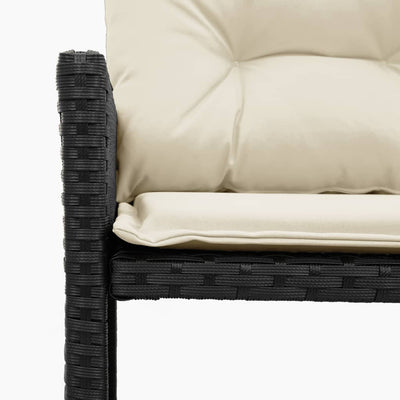 Garden Sofa with Table and Cushions L-Shaped Black Poly Rattan