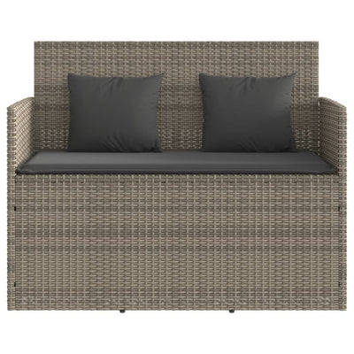 Garden Bench with Cushions Grey Poly Rattan