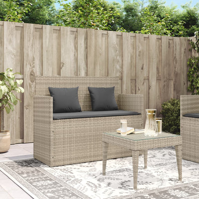 Garden Bench with Cushions Light Grey Poly Rattan