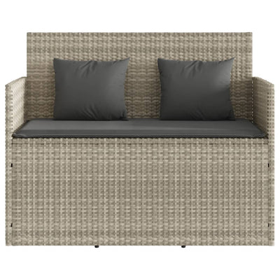 Garden Bench with Cushions Light Grey Poly Rattan