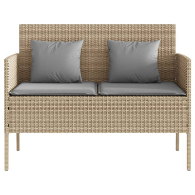 Garden Bench with Cushions Beige Poly Rattan